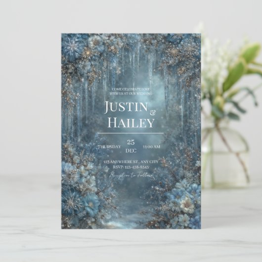 Enchanted Winter Garden Wedding Kaart (Staand voorkant)