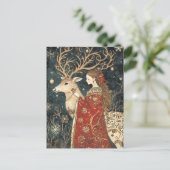 Enchanted Winter: Het meisje en het hert Briefkaart (Staand voorkant)