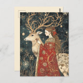 Enchanted Winter: Het meisje en het hert Briefkaart (Voorkant / Achterkant)