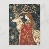 Enchanted Winter: Het meisje en het hert Briefkaart (Voorkant)