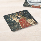 Enchanted Winter: Het meisje en het hert Kartonnen Onderzetters (Schuin)