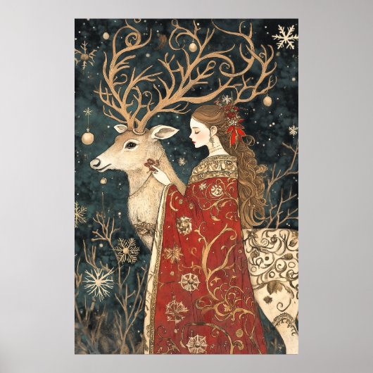 Enchanted Winter: Het meisje en het hert Poster (Voorkant)