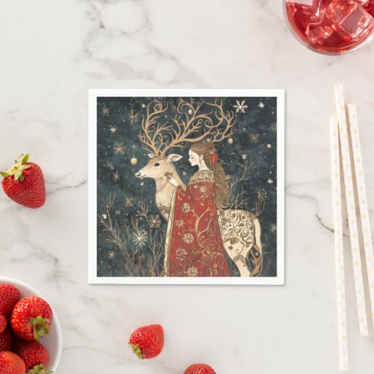 Enchanted Winter: Het meisje en het hert Servet (Insitu)