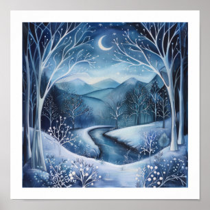 Enchanted Winter Night AI Assist Poster