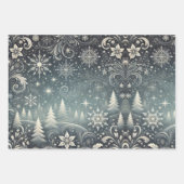 Enchanted Winter Night: Elegante kerstset van 3 Inpakpapier Vel (Voorkant)