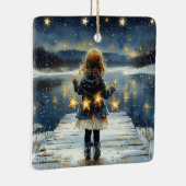 Enchanted Winter Night Stars Kinder Kerst Keramisch Ornament (Rechts)