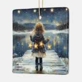 Enchanted Winter Night Stars Kinder Kerst Keramisch Ornament (Links)