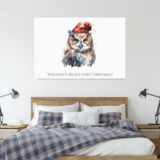 Enchanted Winter Owl, op maat Canvas Afdruk (Insitu (Slaapkamer))