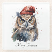 Enchanted Winter Owl, op maat Glazen Onderzetter (Voorkant)