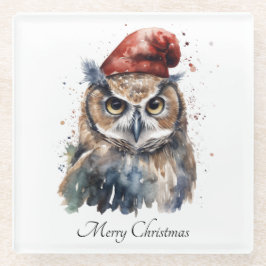 Enchanted Winter Owl, op maat Glazen Onderzetter