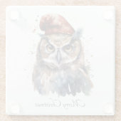 Enchanted Winter Owl, op maat Glazen Onderzetter (Achterkant)