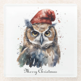Enchanted Winter Owl, op maat Glazen Onderzetter