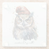 Enchanted Winter Owl, op maat Glazen Onderzetter (Achterkant)