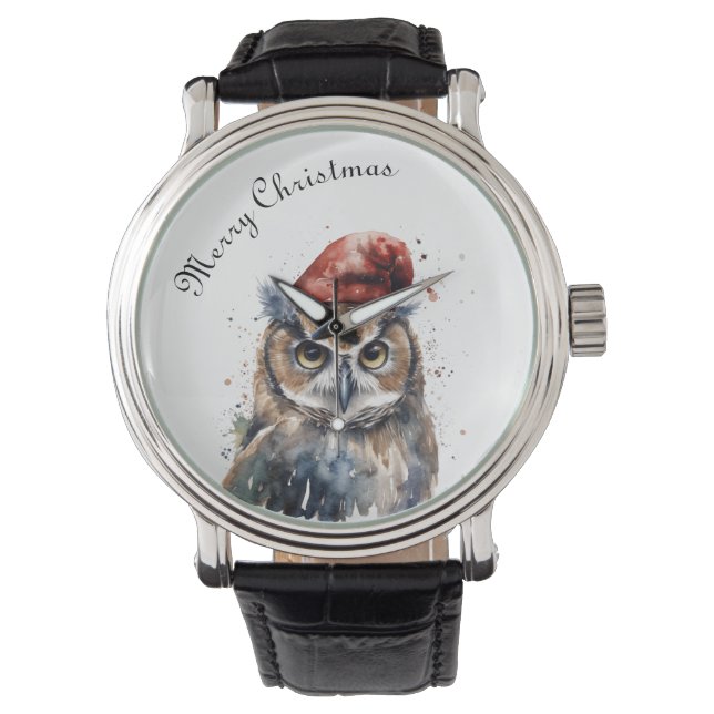 Enchanted Winter Owl, op maat Horloge (Voorkant)