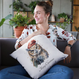 Enchanted Winter Owl, op maat Kussen