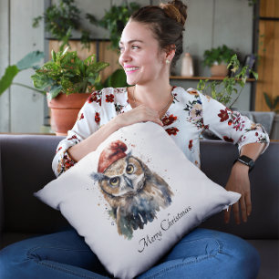 Enchanted Winter Owl, op maat Kussen