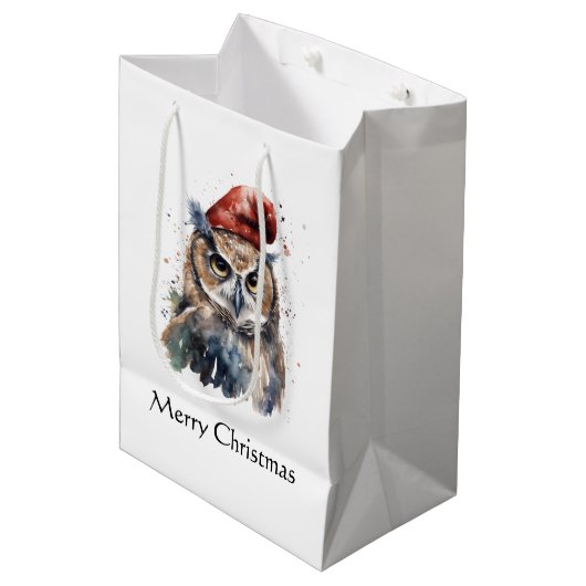 Enchanted Winter Owl, op maat Medium Cadeauzakje (Voorkant Gekanteld)