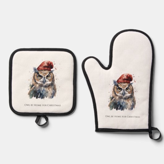 Enchanted Winter Owl, op maat Ovenwant & Pannenlap Set (Voorkant)