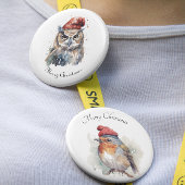 Enchanted Winter Owl, op maat Ronde Button 3,2 Cm