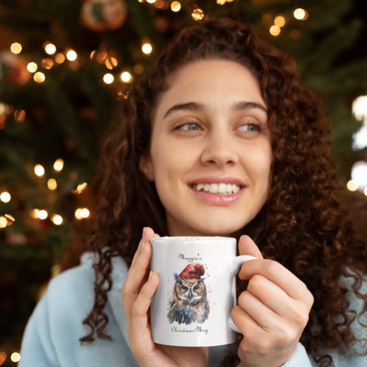 Enchanted Winter Owl, op maat Tweekleurige Koffiemok