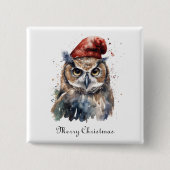 Enchanted Winter Owl, op maat Vierkante Button 5,1 Cm (Voorkant)