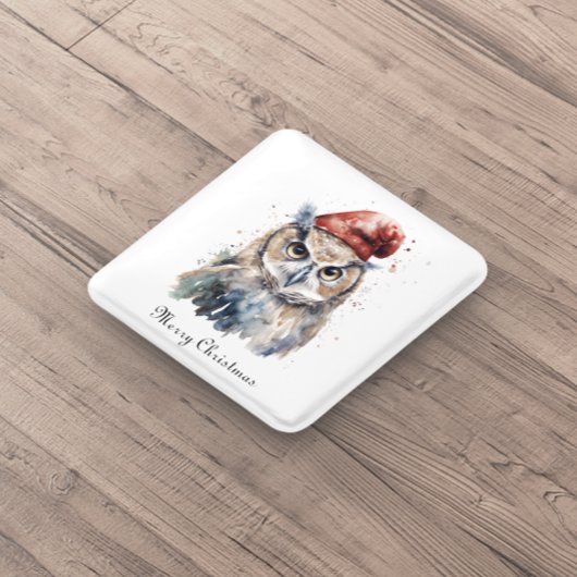 Enchanted Winter Owl, op maat Vierkante Button 5,1 Cm