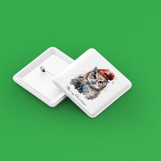 Enchanted Winter Owl, op maat Vierkante Button 5,1 Cm