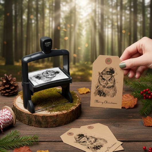 Enchanted Winter Owl, op maat Zelfinktende Stempel