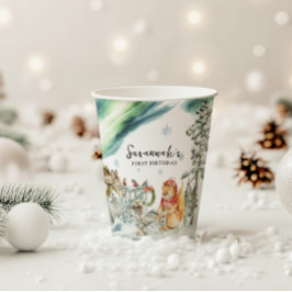 Enchanted Winter Woodland Verjaardag Papieren Bekers