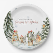 Enchanted Winter Woodland Verjaardag Papieren Bordje (Voorkant)