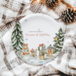 Enchanted Winter Woodland Verjaardag Papieren Bordje<br><div class="desc">Vier de speciale dag van je kleintje met deze charmante Enchanted Winter Woodland Birthday Paper-Borden! Deze borden zijn ideaal voor een magisch verjaardagsfeest met een winterthema en hebben een schattig boslandschap, compleet met grillige dieren, sneeuwkussende evergreens en heerlijke feestelijke details. De delicate sneeuwvlokken en zachte, warme kleuren creëer een gezellige...</div>