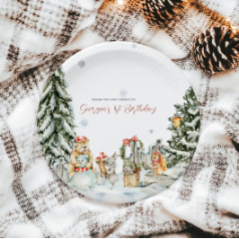 Enchanted Winter Woodland Verjaardag Papieren Bordje