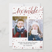 Enchanted Wishes Burgundy Typography 2-Foto Feestdagenkaart (Voorkant)