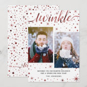 Enchanted Wishes Burgundy Typography 2-Foto Feestdagenkaart (Voorkant / Achterkant)