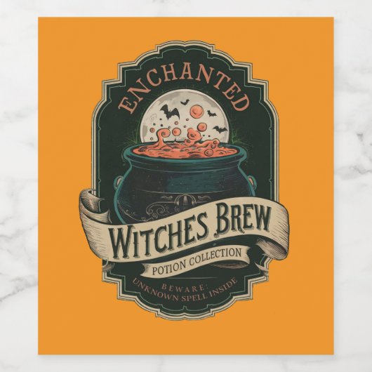 Enchanted witch's brew wijn etiket (Enkel label)