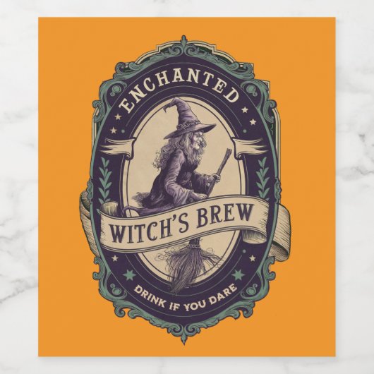 Enchanted witch's brew wijn etiket (Enkel label)