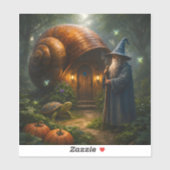Enchanted wizard and snail house, magical fant tea sticker (Vel)