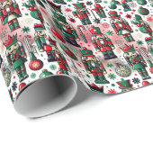 Enchanted Wooden Notenkrakers Waterverf Achtergron Cadeaupapier (Rol Hoek)