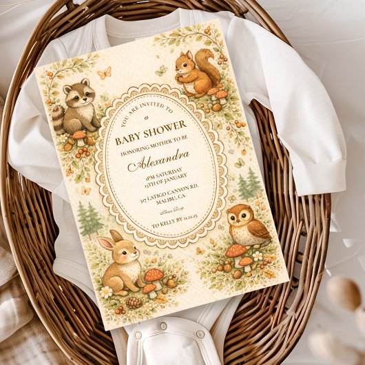 Enchanted Woodland Animals Baby Shower Kaart
