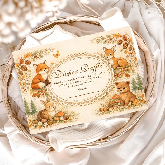Enchanted Woodland Animals Diapper Raffle Informatiekaartje