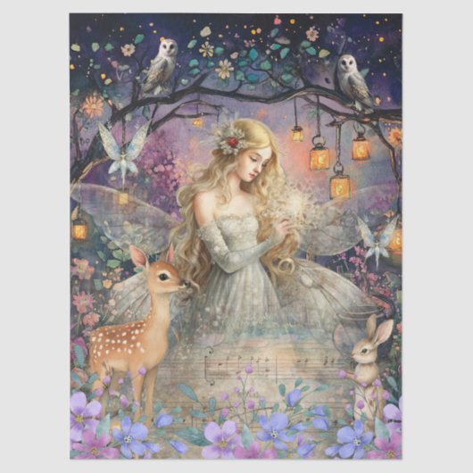 Enchanted Woodland Animals & Fairy Decoupage Paper Tissuepapier (Voorkant)