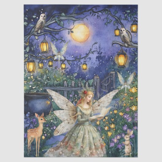 Enchanted Woodland Animals & Fairy Decoupage Paper Tissuepapier (Voorkant)