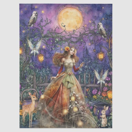 Enchanted Woodland Animals & Fairy Decoupage Paper Tissuepapier (Voorkant)