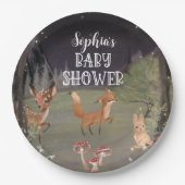 Enchanted Woodland Baby shower Decor Papieren Bordje (Voorkant)