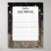 Enchanted Woodland Baby shower Gifts Received List Poster (Voorkant)