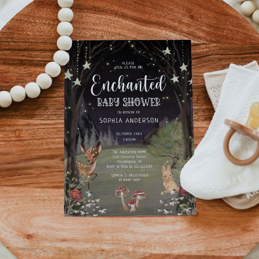 Enchanted Woodland Baby shower Invitation Kaart