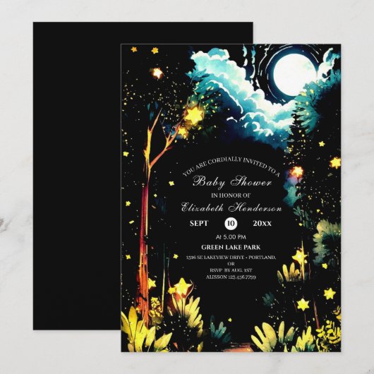 Enchanted Woodland Baby shower Kaart (Voorkant / Achterkant)