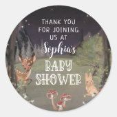 Enchanted Woodland Baby shower Round Favor Sticker (Voorkant)