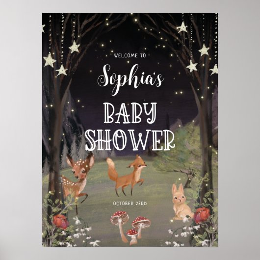 Enchanted Woodland Baby shower Welcome Sign Poster (Voorkant)