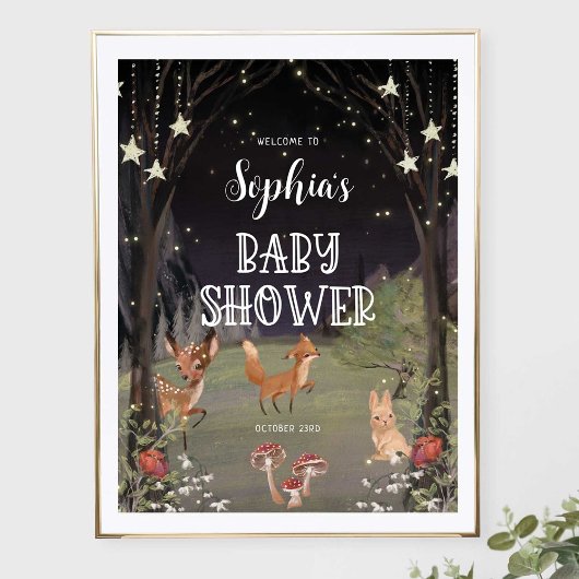 Enchanted Woodland Baby shower Welcome Sign Poster